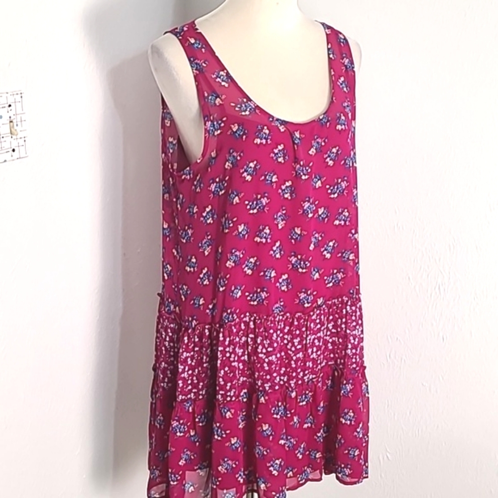 Arizona Jean Co. Sheer Pink Floral Sundress, Cami Dress Underneath, Size XL - Picture 2 of 10